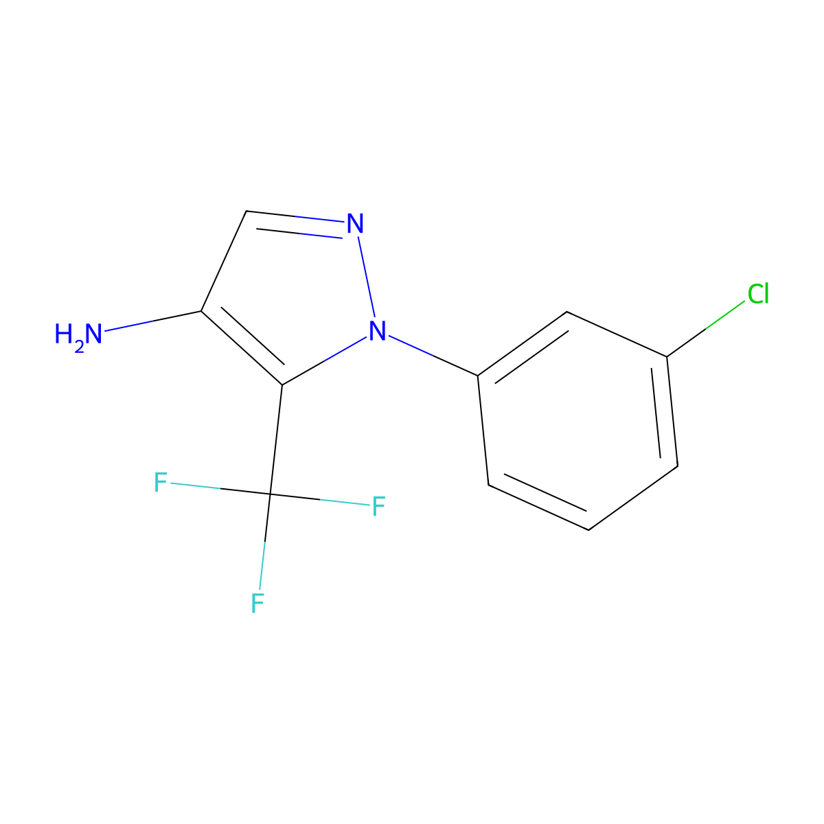 1-(3-chlorophenyl)-5-(trifluoromethyl)-1H-pyrazol-4-amine molecular structure, CAS 1244963-62-9