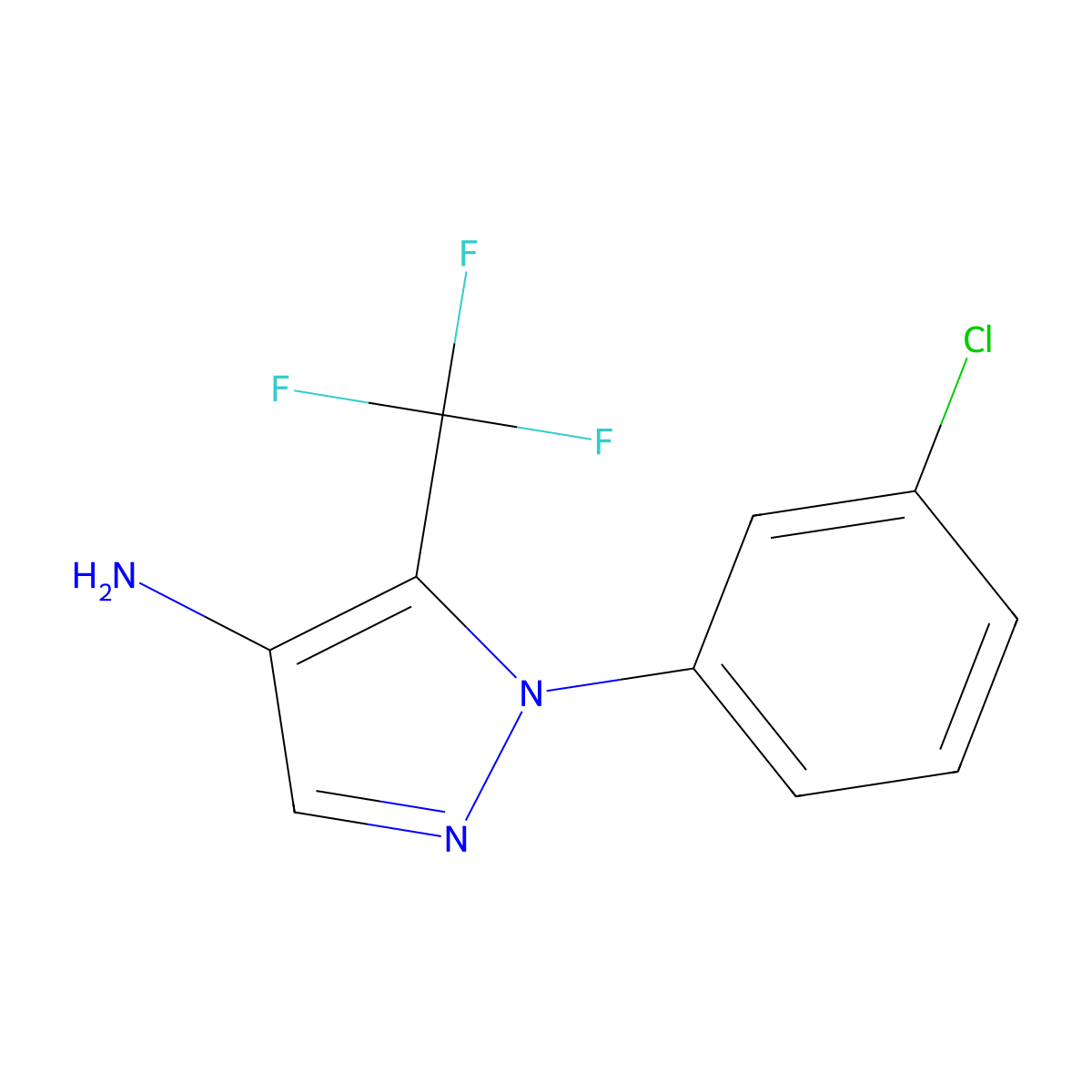 1-(3-chlorophenyl)-5-(trifluoromethyl)-1H-pyrazol-4-amine molecular structure, CAS 1244963-62-9