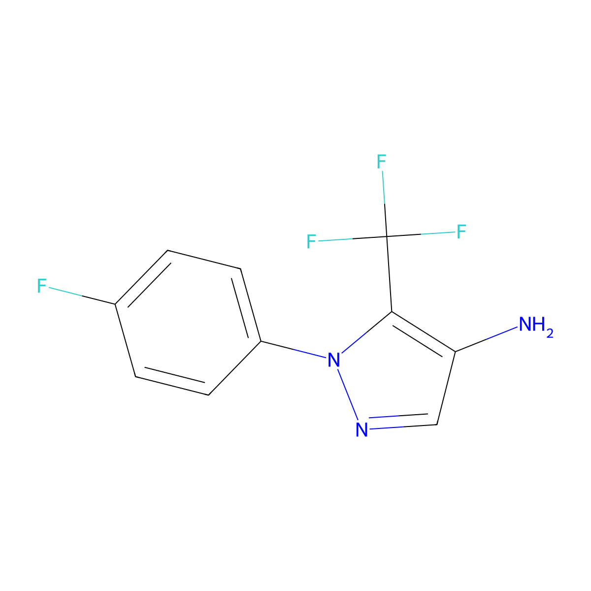 1-(4-Fluorophenyl)-5-(trifluoromethyl)-1H-pyrazol-4-amine molecular structure, CAS 1244963-65-2