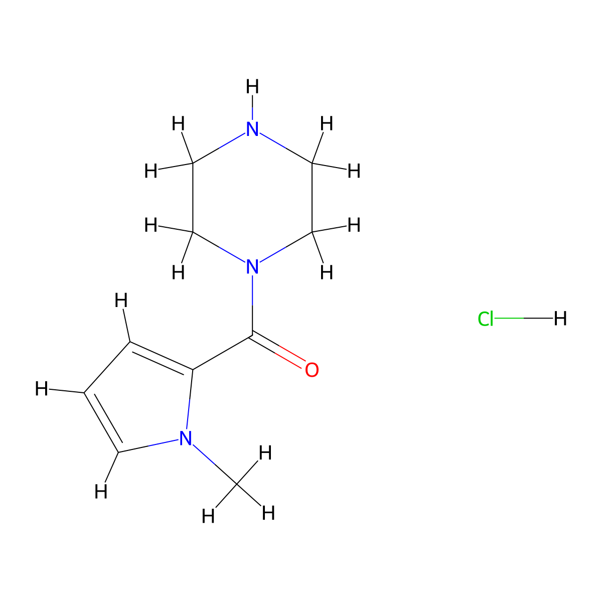 1-(1-methyl-1H-pyrrole-2-carbonyl)piperazine hydrochloride molecular structure, CAS 1244968-57-7