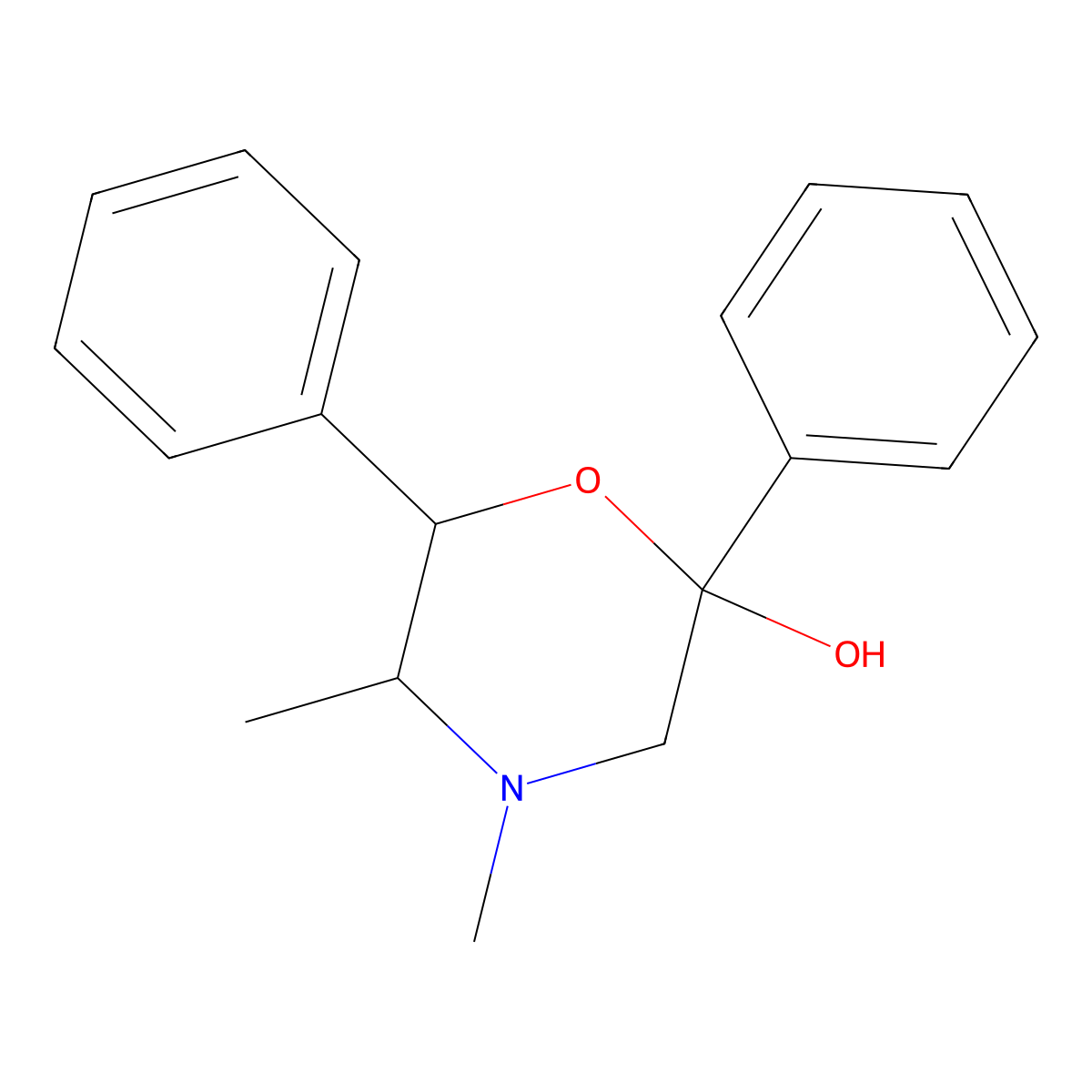4,5-Dimethyl-2,6-diphenylmorpholin-2-ol molecular structure, CAS 124497-76-3