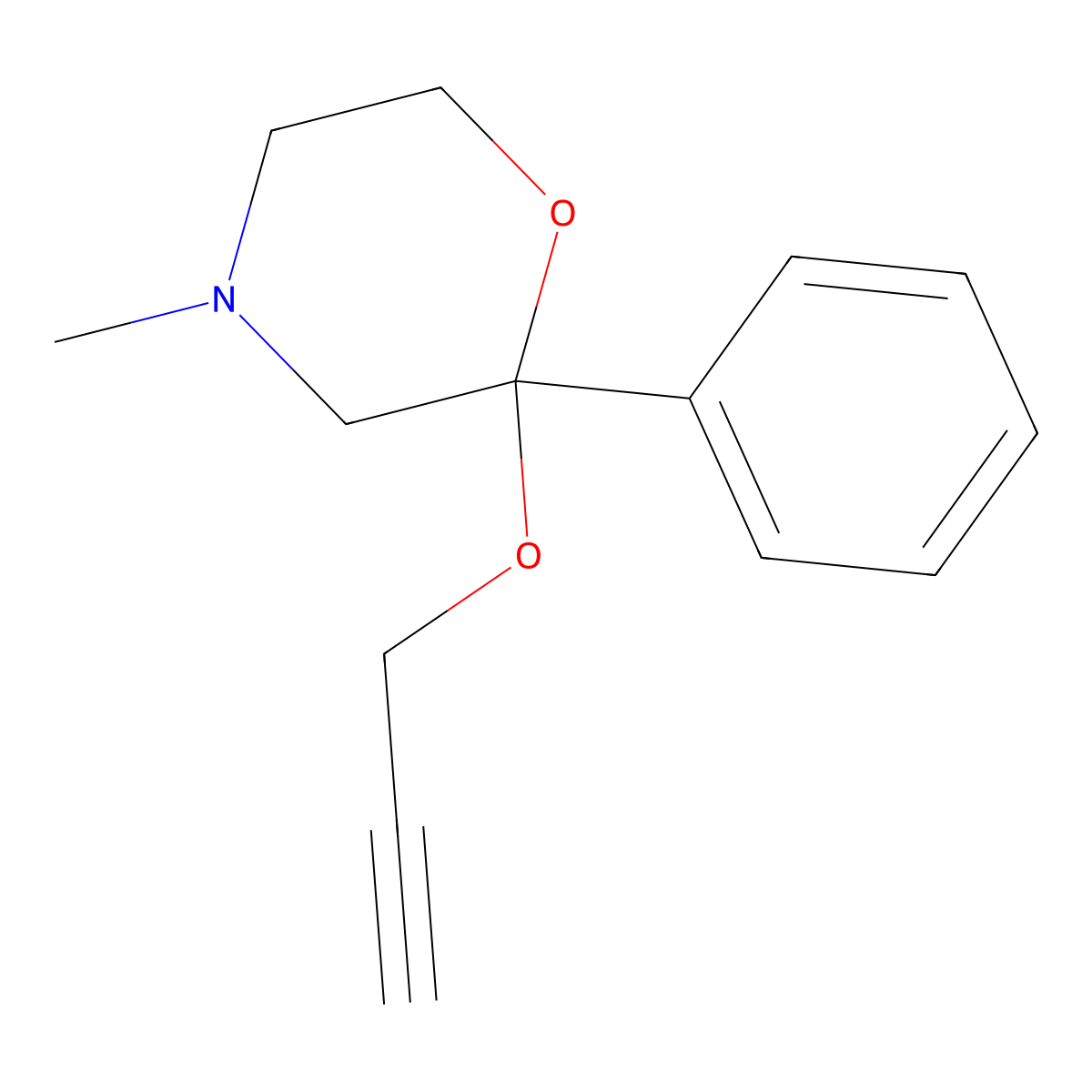 2-Propynyloxy-2-PH-4-ME morpholine hcl molecular structure, CAS 124497-82-1