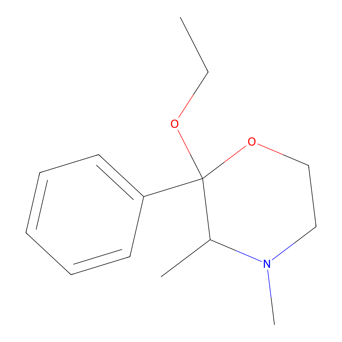 2-Ethoxy-2-PH-3,4-ME morpholine hcl molecular structure, CAS 124497-83-2