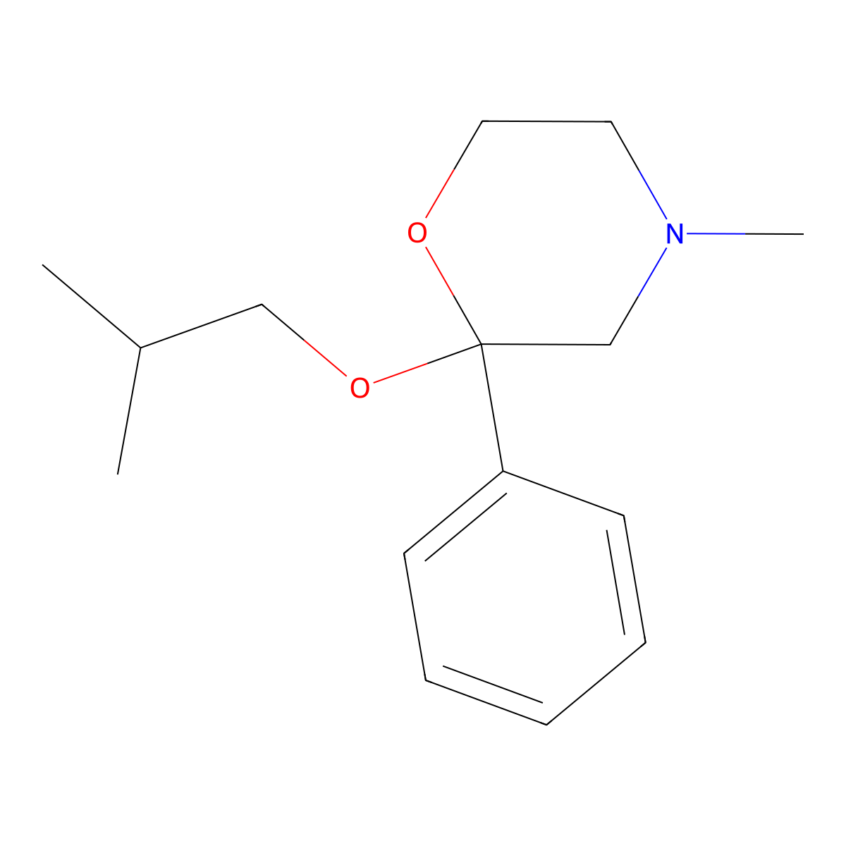 2-Isobutoxy-2-PH-4-ME morpholine hcl molecular structure, CAS 124497-86-5