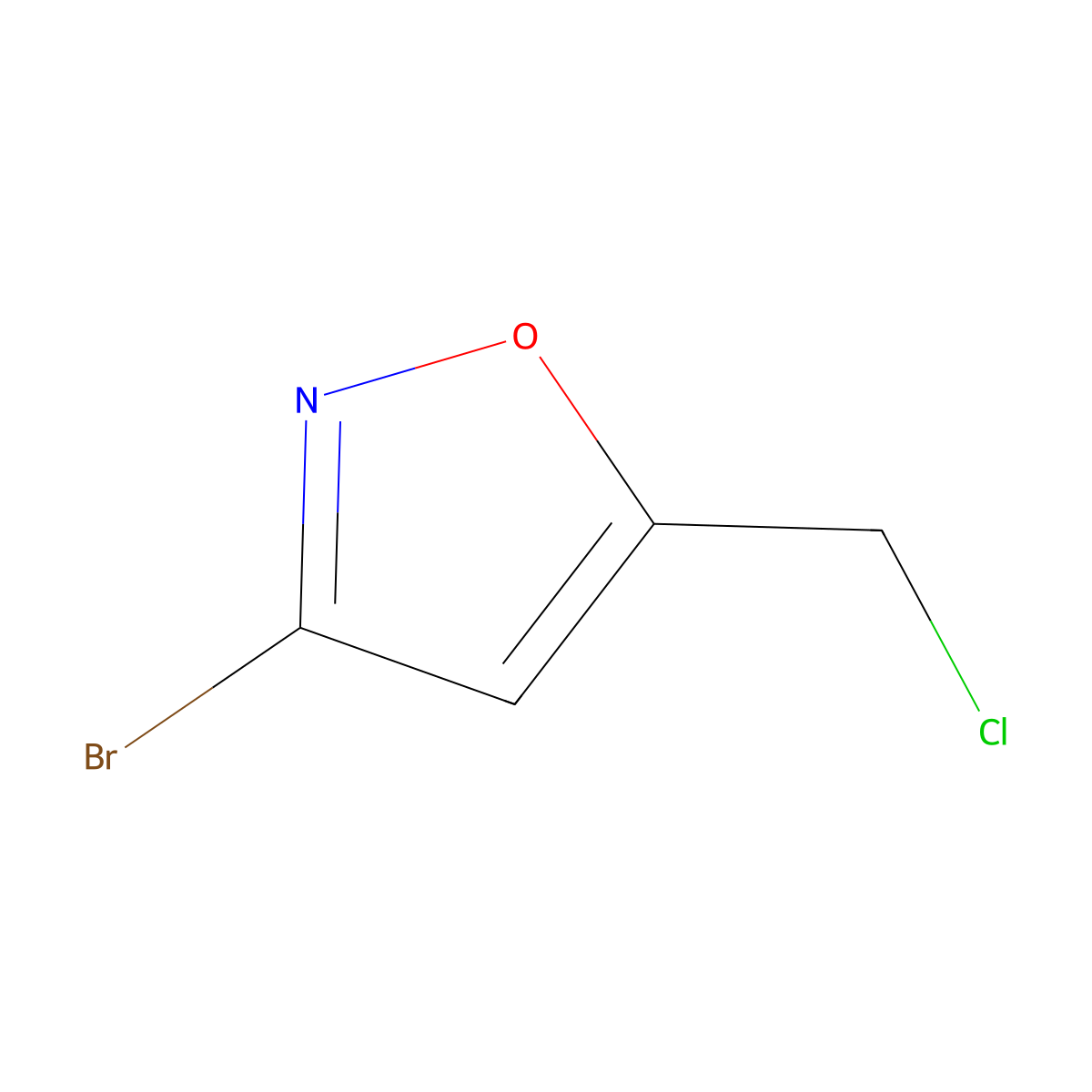 3-Bromo-5-(chloromethyl)isoxazole molecular structure, CAS 124498-15-3