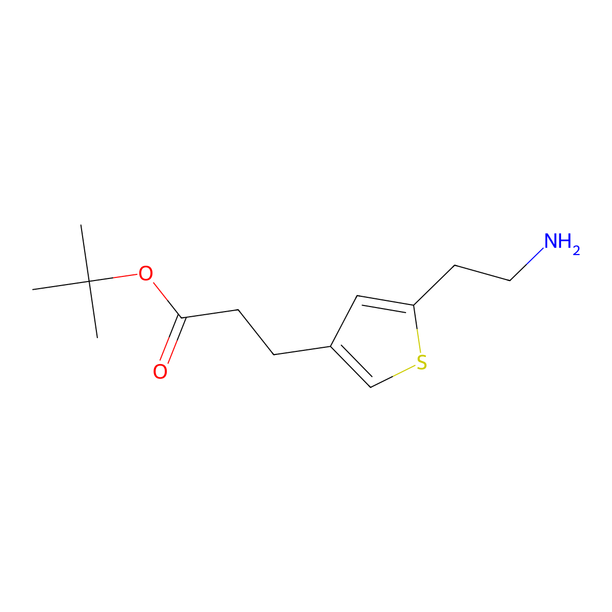 Tert-butyl 3-[5-(2-amino-ethyl)-thiophen-3-YL]-propionate molecular structure, CAS 124499-24-7