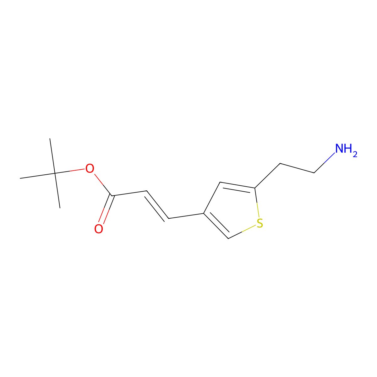 Tert-butyl 3-[5-(2-amino-ethyl)-thiophen-3-YL]-acrylate molecular structure, CAS 124499-25-8