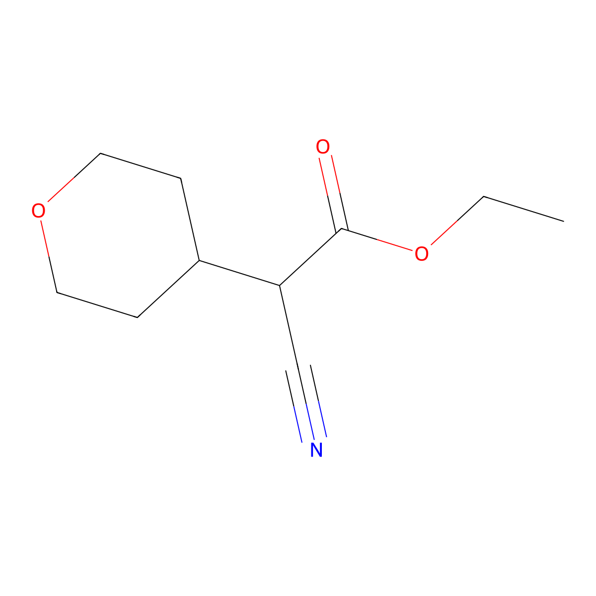 Ethyl 2-cyano-2-(oxan-4-yl)acetate molecular structure, CAS 124499-36-1