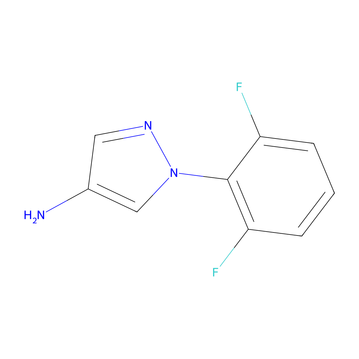 1-(2,6-difluorophenyl)-1H-pyrazol-4-amine molecular structure, CAS 1245007-16-2