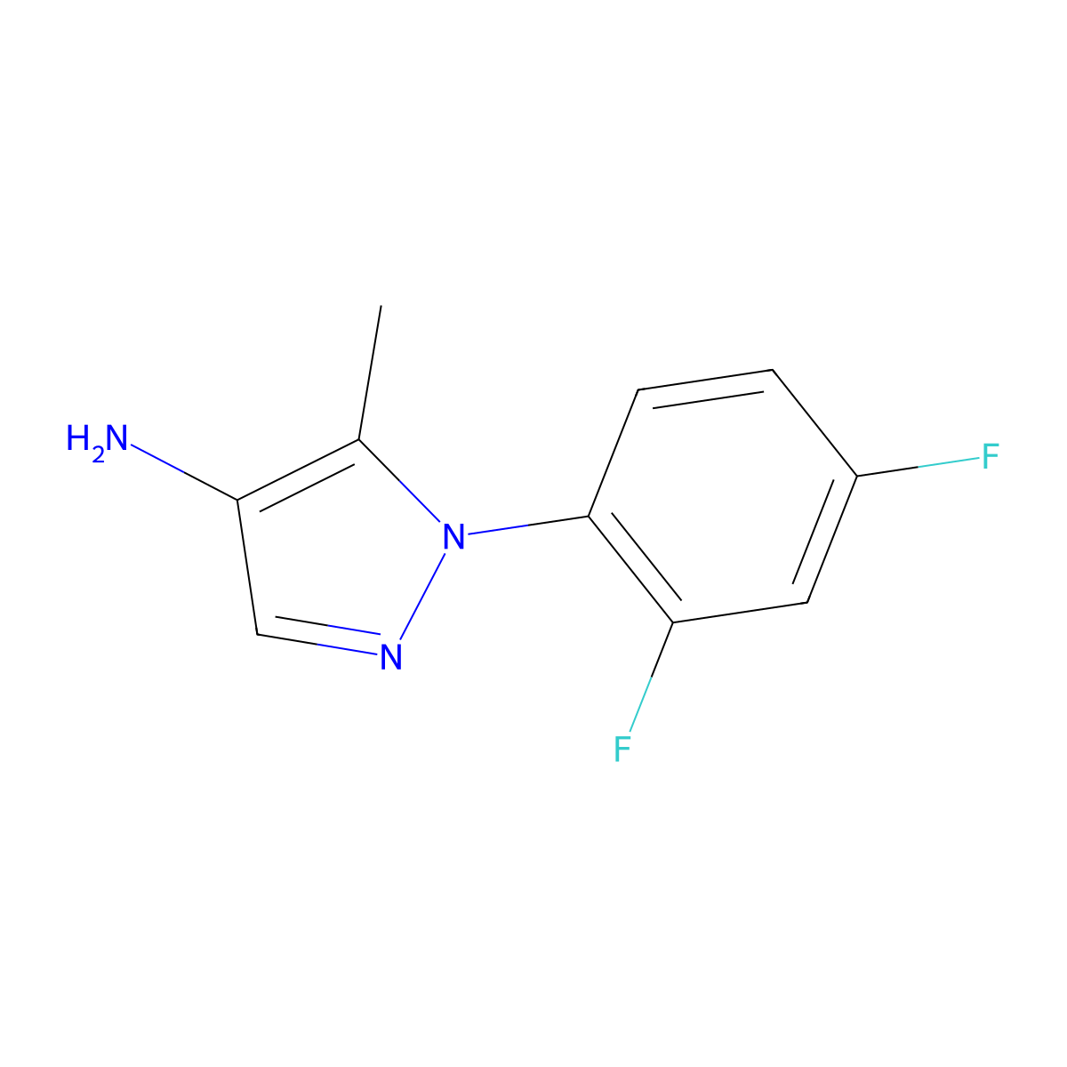 1-(2,4-difluorophenyl)-5-methyl-1H-pyrazol-4-amine molecular structure, CAS 1245007-35-5
