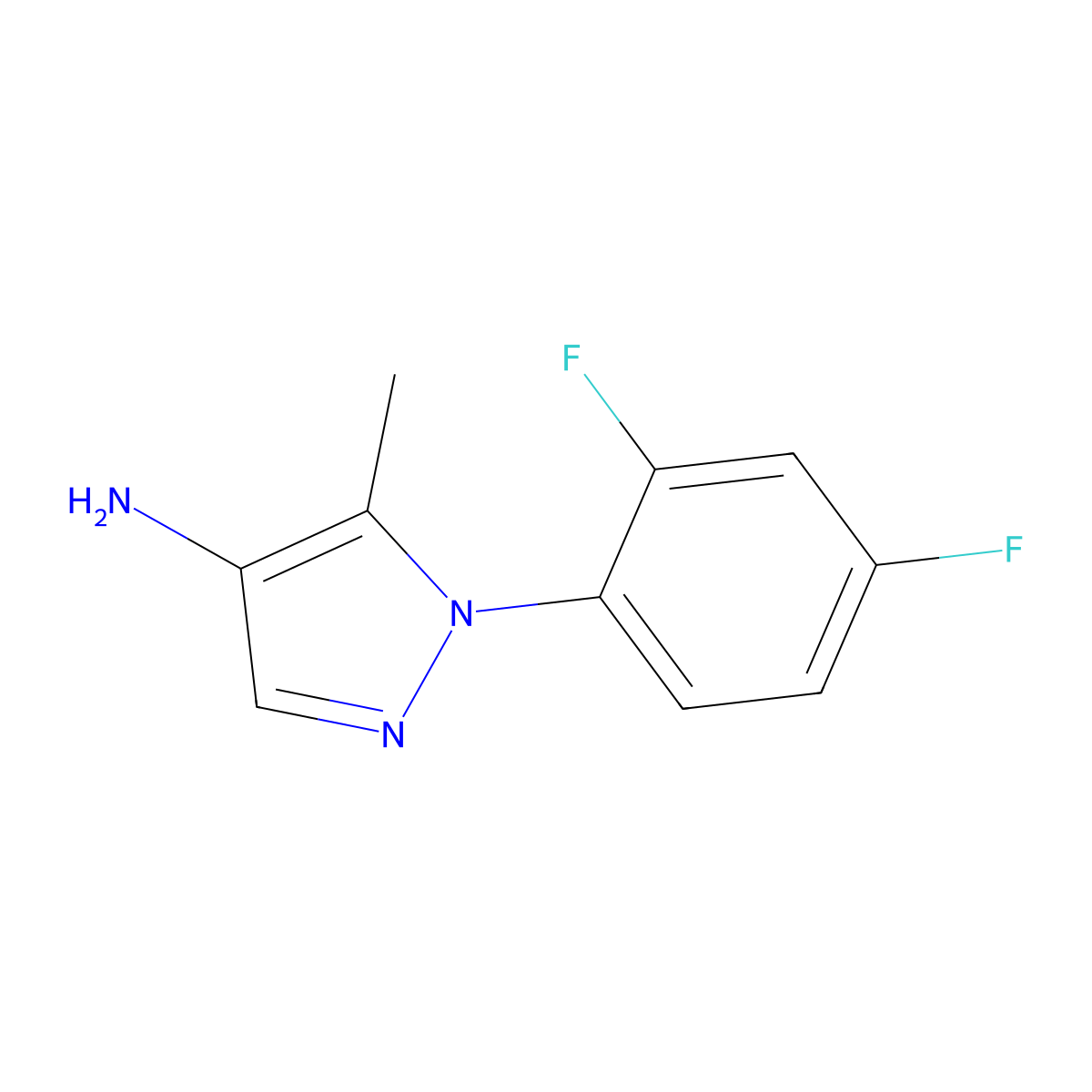 1-(2,4-difluorophenyl)-5-methyl-1H-pyrazol-4-amine molecular structure, CAS 1245007-35-5
