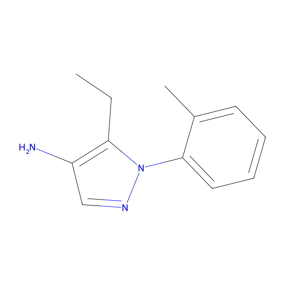 5-ethyl-1-(2-methylphenyl)-1H-pyrazol-4-amine molecular structure, CAS 1245007-43-5
