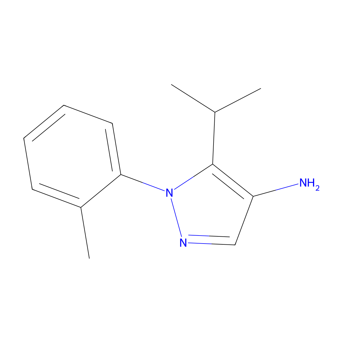 1-(2-methylphenyl)-5-(propan-2-yl)-1H-pyrazol-4-amine molecular structure, CAS 1245007-64-0