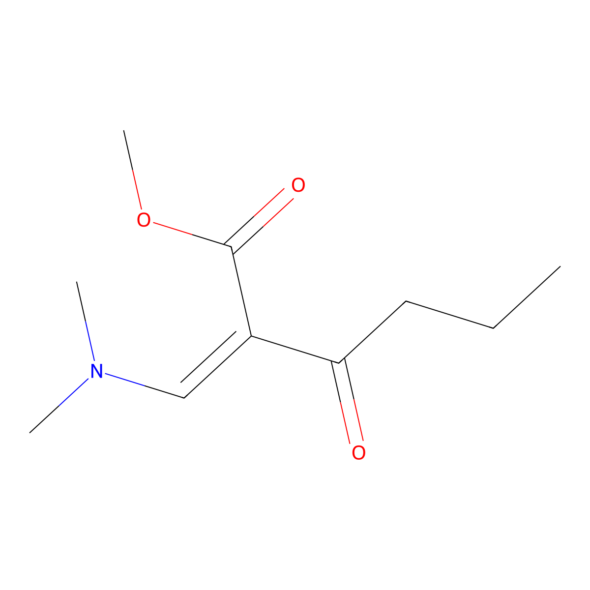 Methyl 2-[(dimethylamino)methylidene]-3-oxohexanoate molecular structure, CAS 1245010-23-4