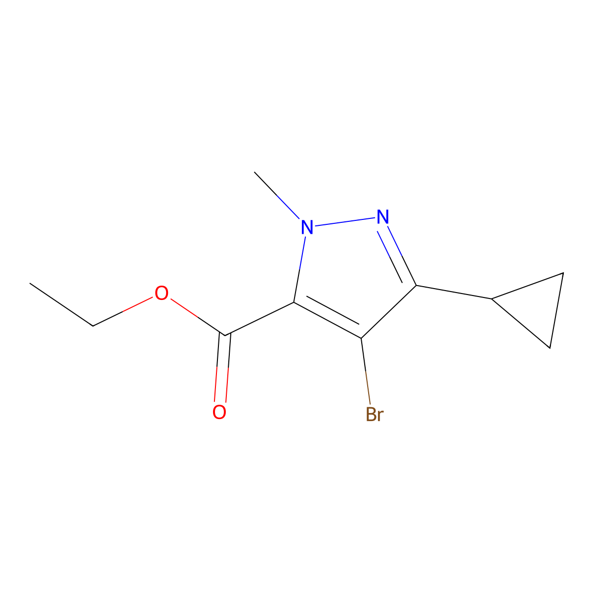 ethyl 4-bromo-3-cyclopropyl-1-methyl-1H-pyrazole-5-carboxylate molecular structure, CAS 1245027-26-2