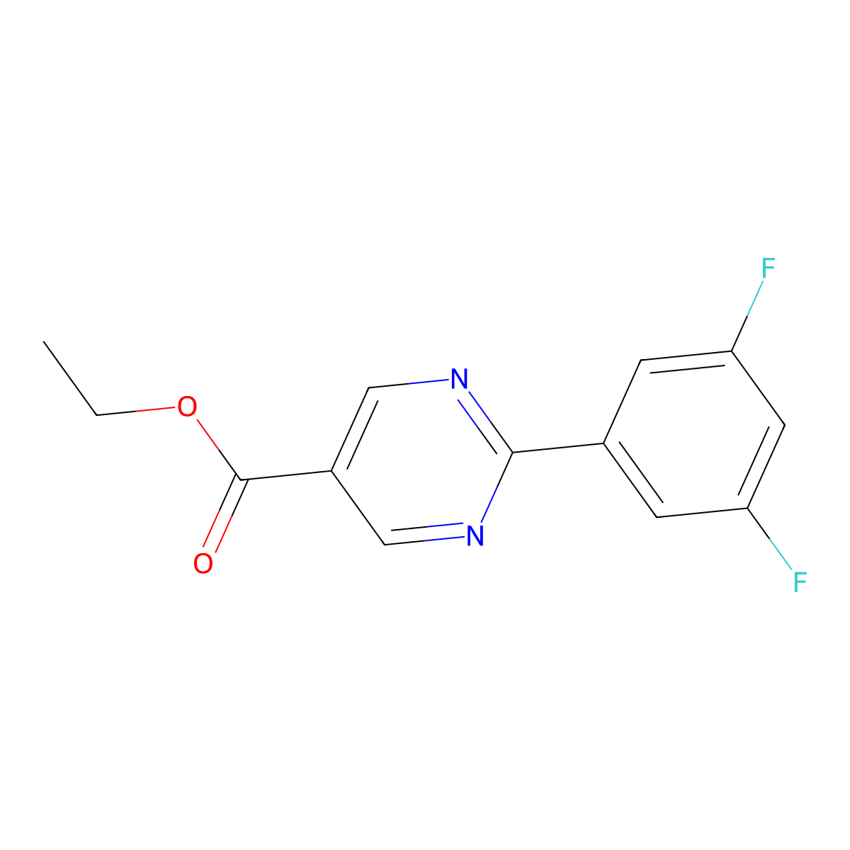 Ethyl 2-(3,5-difluorophenyl)pyrimidine-5-carboxylate molecular structure, CAS 1245052-19-0