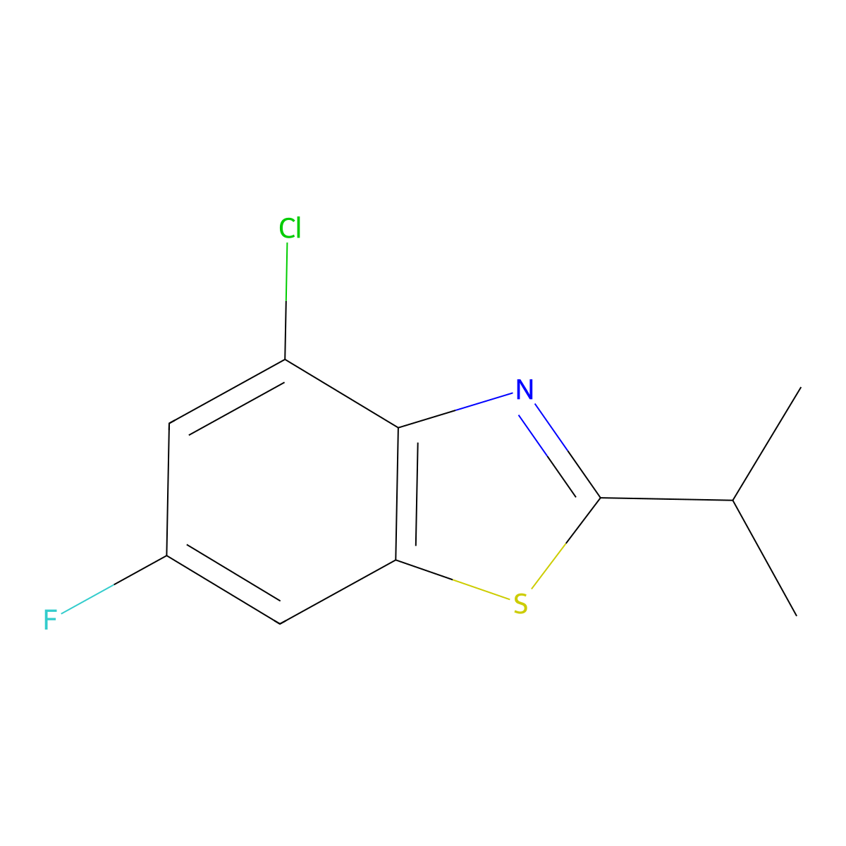 4-Chloro-6-fluoro-2-(propan-2-yl)-1,3-benzothiazole molecular structure, CAS 1245056-69-2
