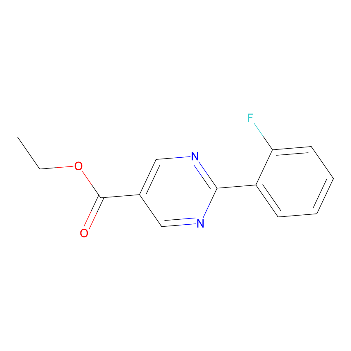 Ethyl 2-(2-fluorophenyl)pyrimidine-5-carboxylate molecular structure, CAS 1245059-88-4