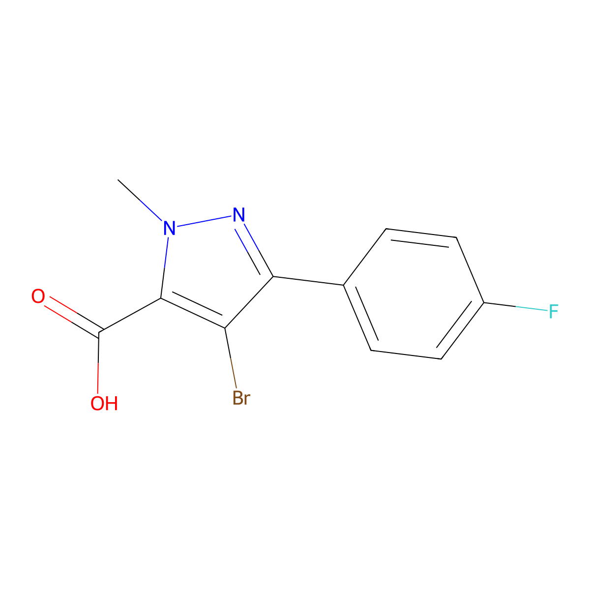 4-bromo-3-(4-fluorophenyl)-1-methyl-1H-pyrazole-5-carboxylic acid molecular structure, CAS 1245062-52-5