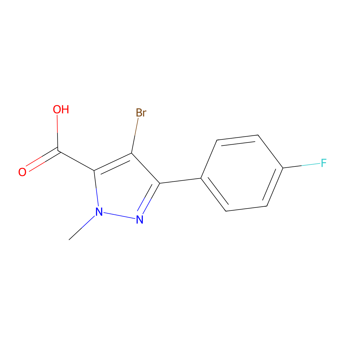 4-bromo-3-(4-fluorophenyl)-1-methyl-1H-pyrazole-5-carboxylic acid molecular structure, CAS 1245062-52-5