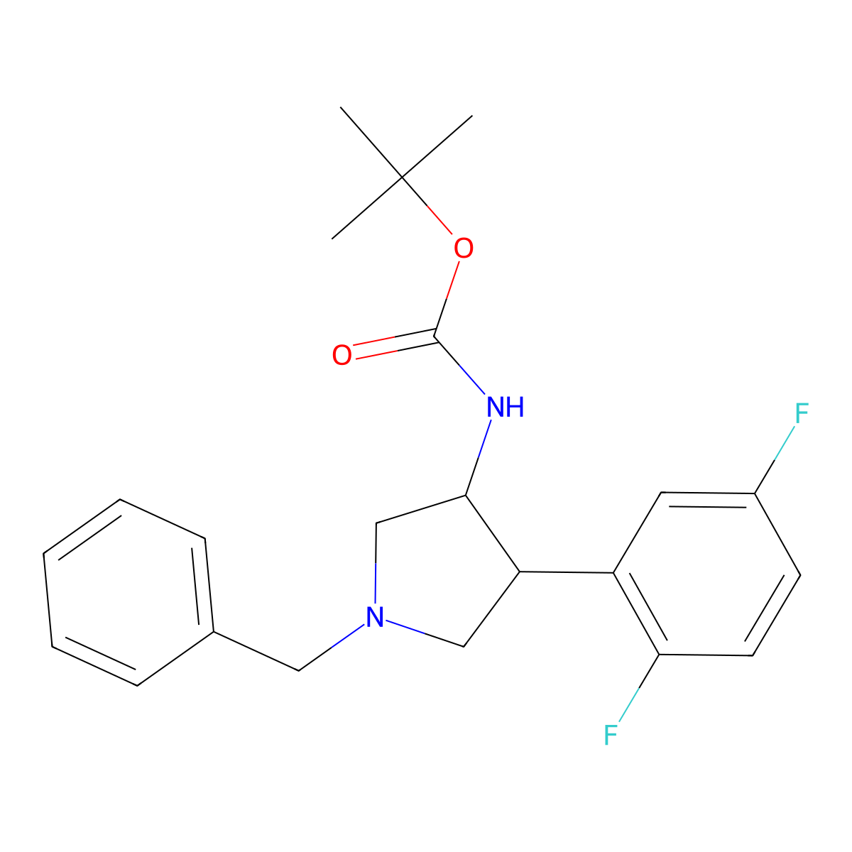 tert-butyl (3R,4S)-1-benzyl-4-(2,5-difluorophenyl)pyrrolidin-3-ylcarbamate molecular structure, CAS 1245079-15-5