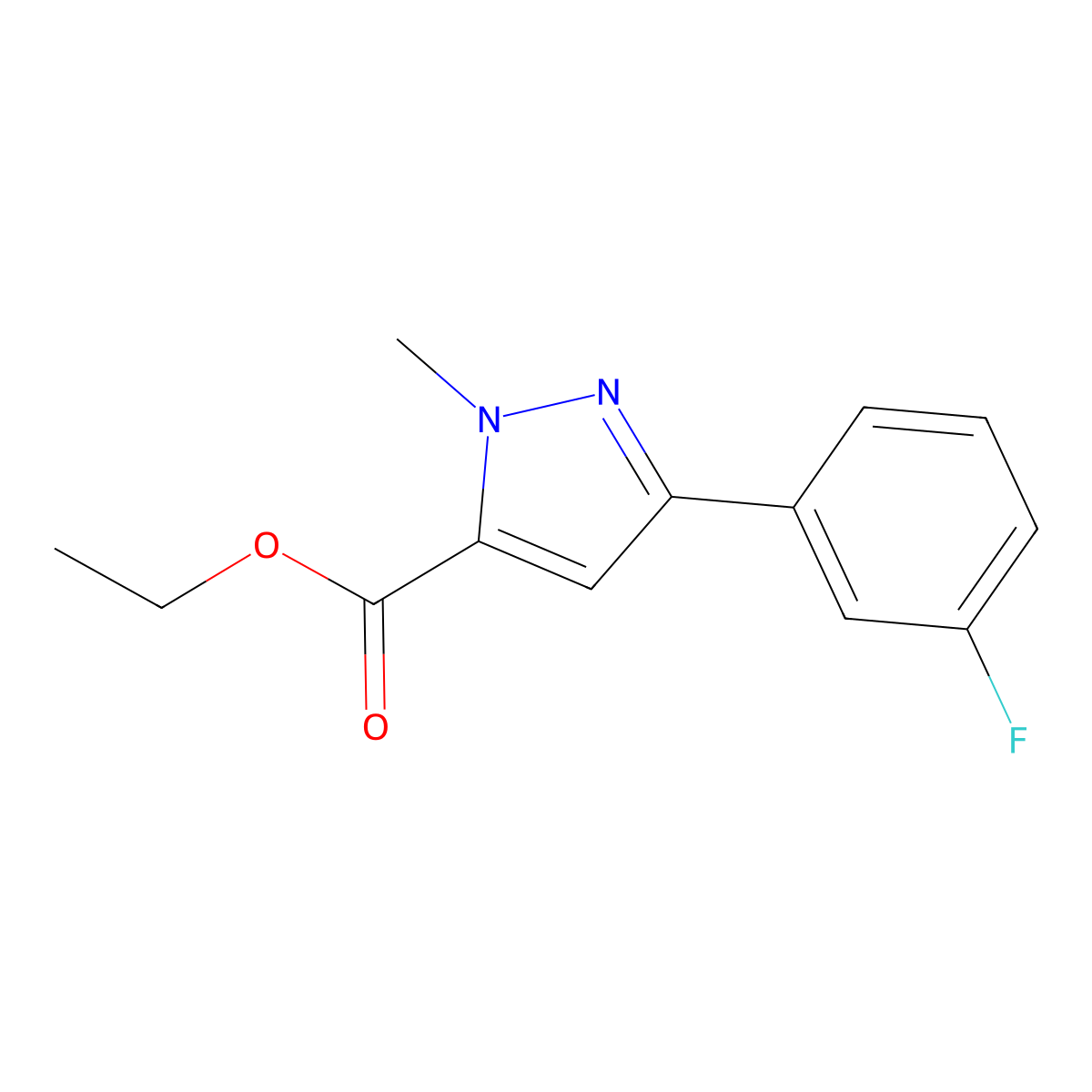 Ethyl 3-(3-fluorophenyl)-1-methyl-1H-pyrazole-5-carboxylate molecular structure, CAS 1245087-35-7