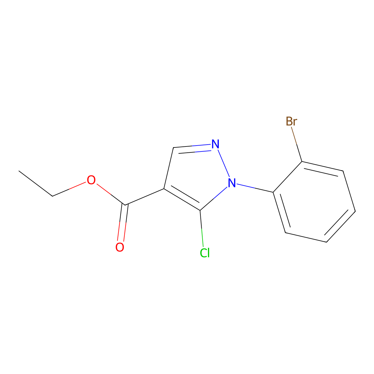 Ethyl 1-(2-bromophenyl)-5-chloro-1H-pyrazole-4-carboxylate molecular structure, CAS 1245091-90-0