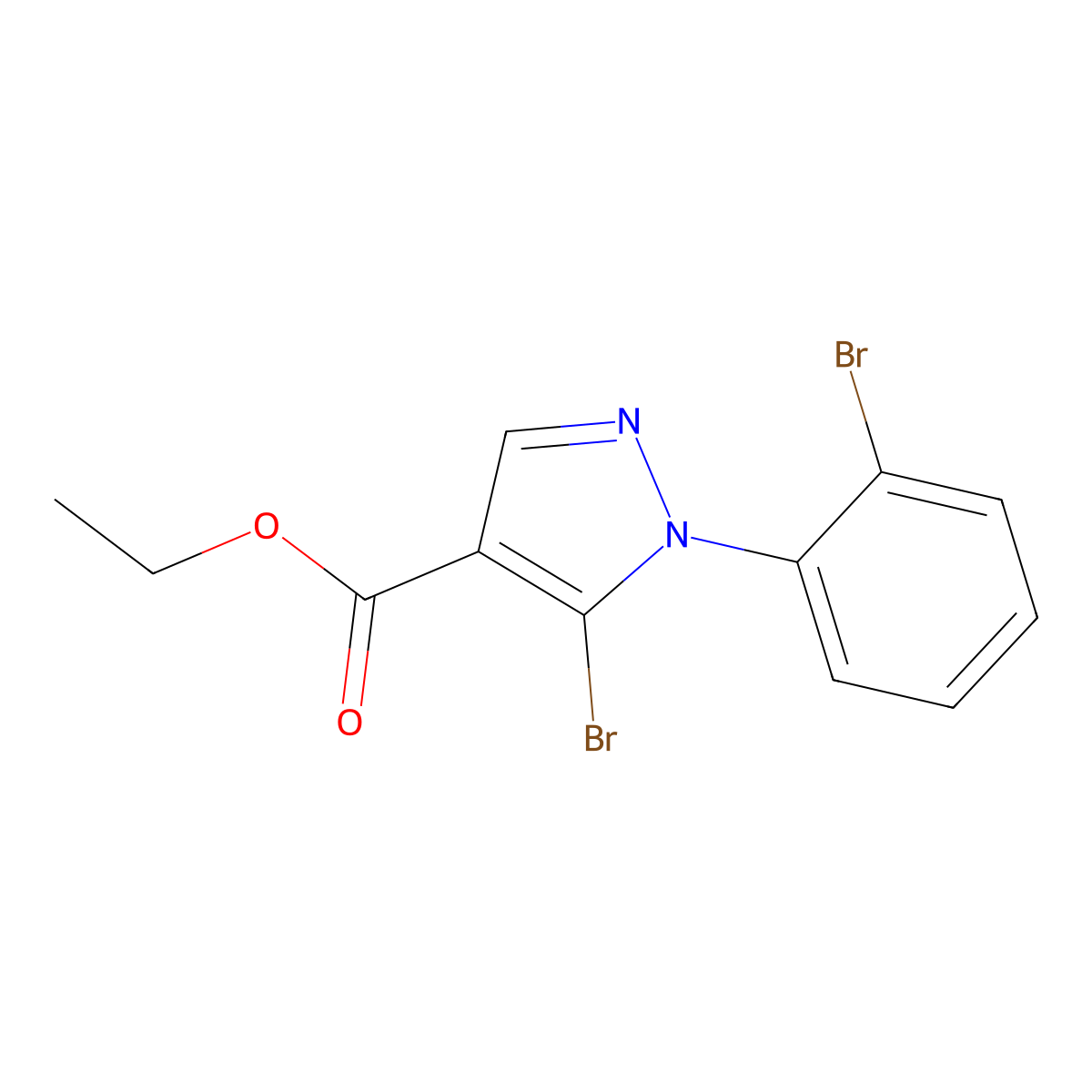 Ethyl 5-bromo-1-(2-bromophenyl)-1H-pyrazole-4-carboxylate molecular structure, CAS 1245093-30-4