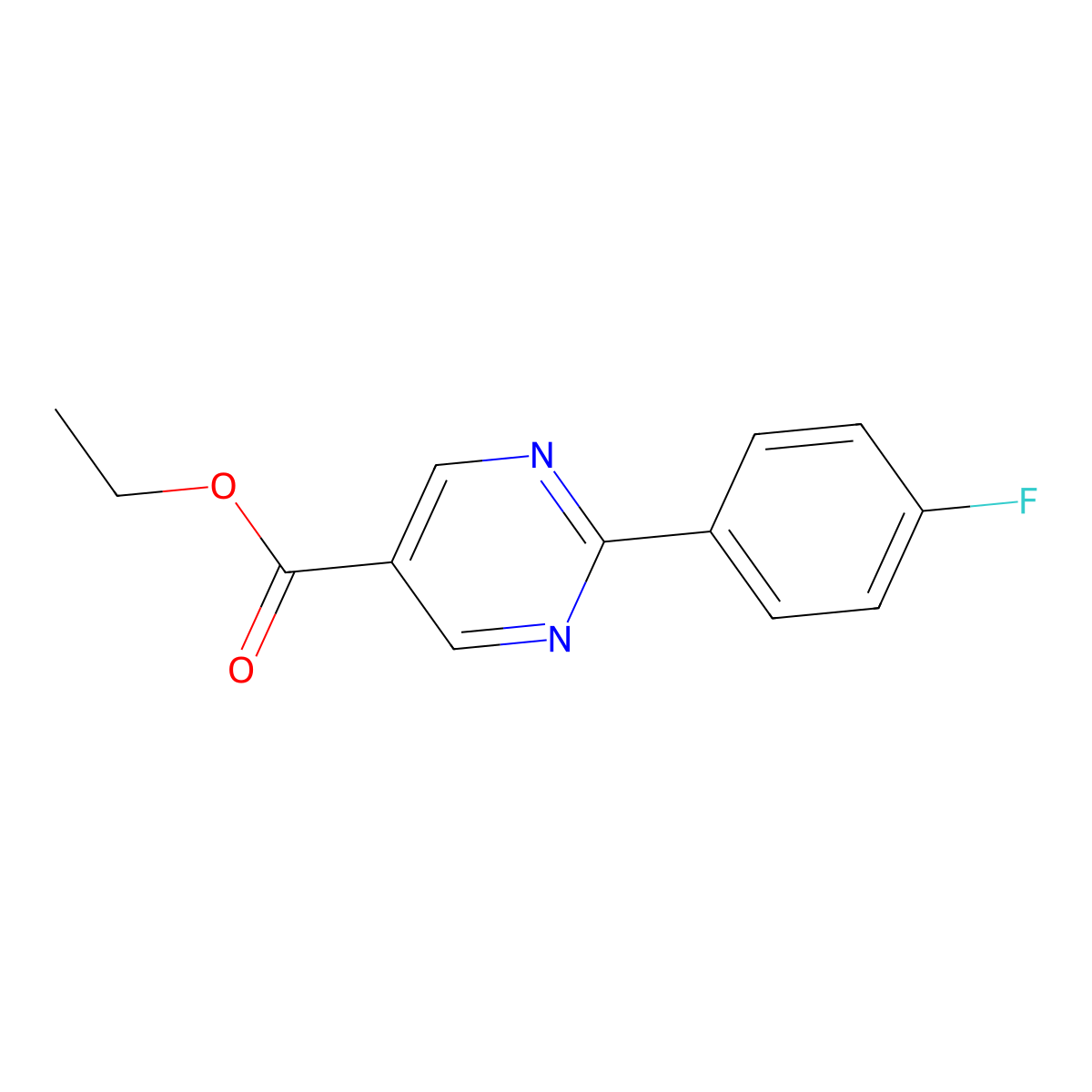 Ethyl 2-(4-fluorophenyl)pyrimidine-5-carboxylate molecular structure, CAS 1245096-92-7