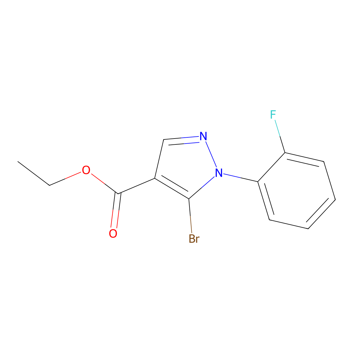 Ethyl 5-bromo-1-(2-fluorophenyl)-1H-pyrazole-4-carboxylate molecular structure, CAS 1245101-35-2