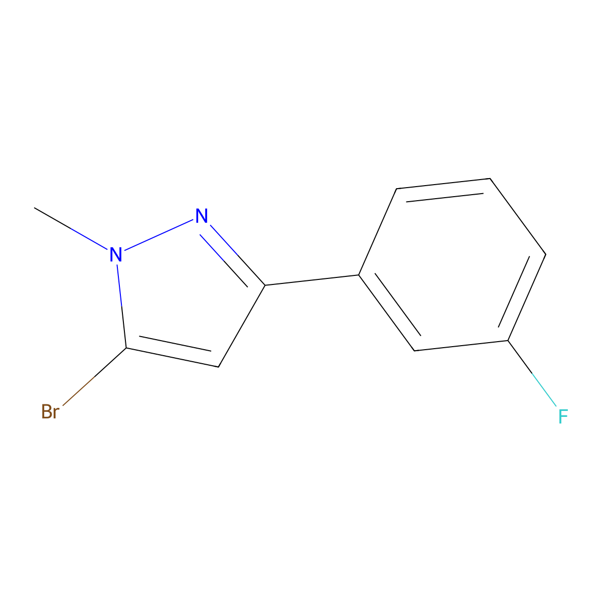 5-Bromo-3-(3-fluorophenyl)-1-methyl-1H-pyrazole molecular structure, CAS 1245130-33-9