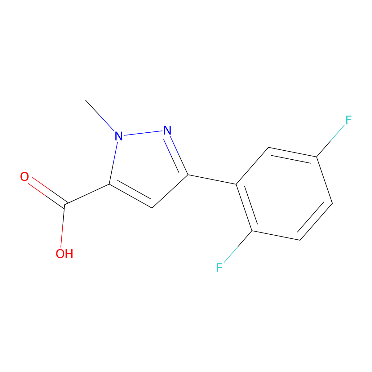 3-(2,5-difluorophenyl)-1-methyl-1H-pyrazole-5-carboxylic acid molecular structure, CAS 1245171-63-4