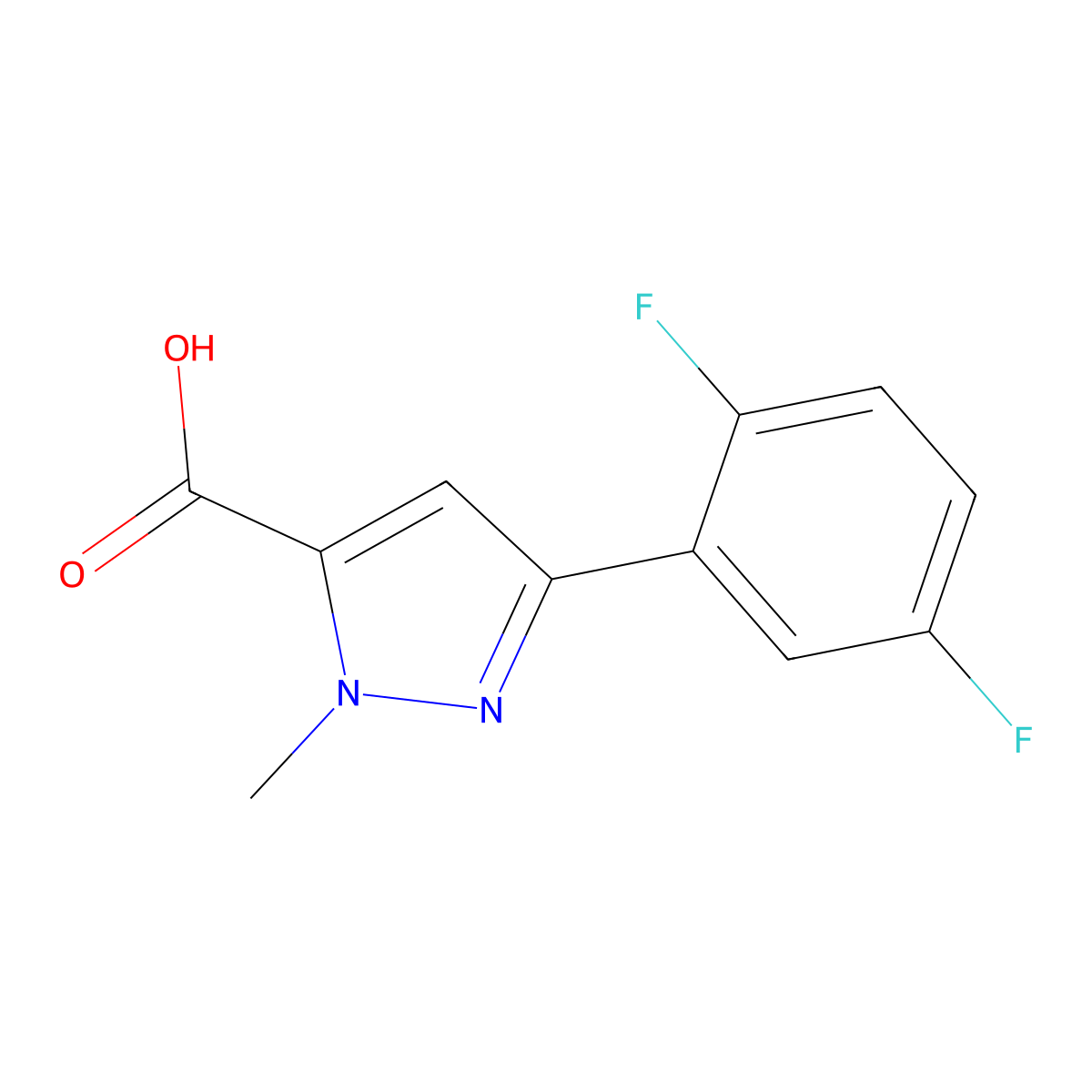 3-(2,5-difluorophenyl)-1-methyl-1H-pyrazole-5-carboxylic acid molecular structure, CAS 1245171-63-4