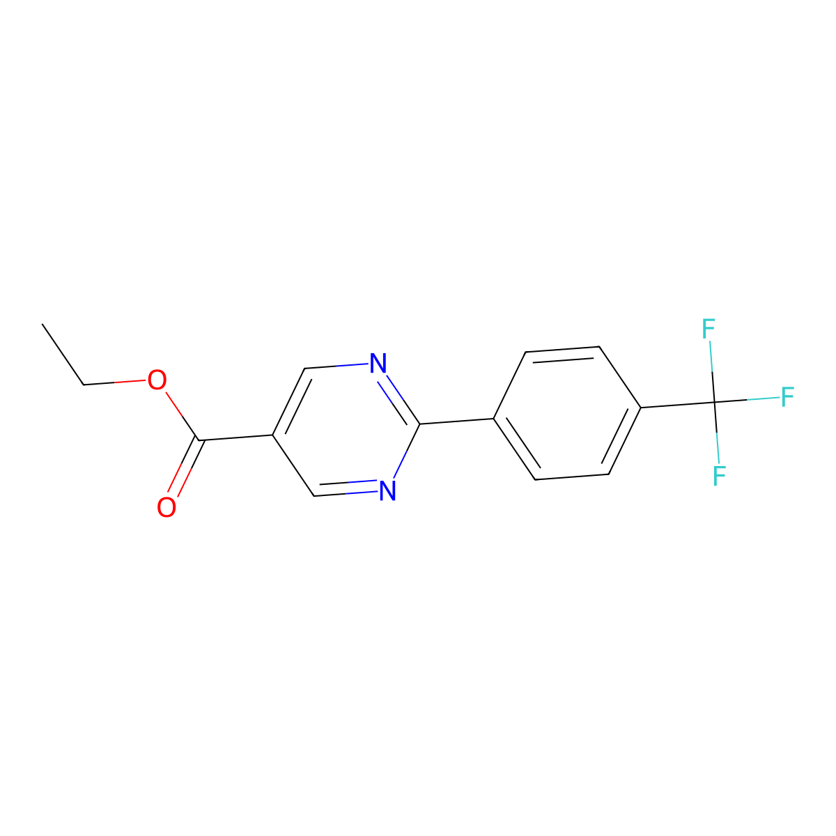 Ethyl 2-(4-(trifluoromethyl)phenyl)pyrimidine-5-carboxylate molecular structure, CAS 1245207-18-4