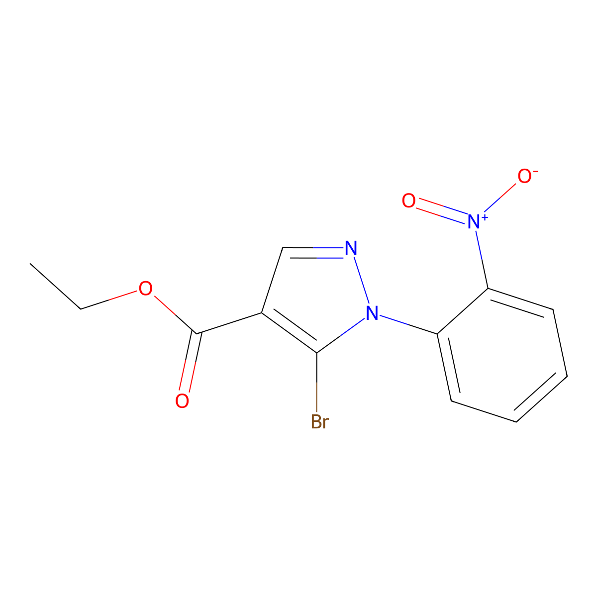 Ethyl 5-bromo-1-(2-nitrophenyl)-1H-pyrazole-4-carboxylate molecular structure, CAS 1245227-21-7