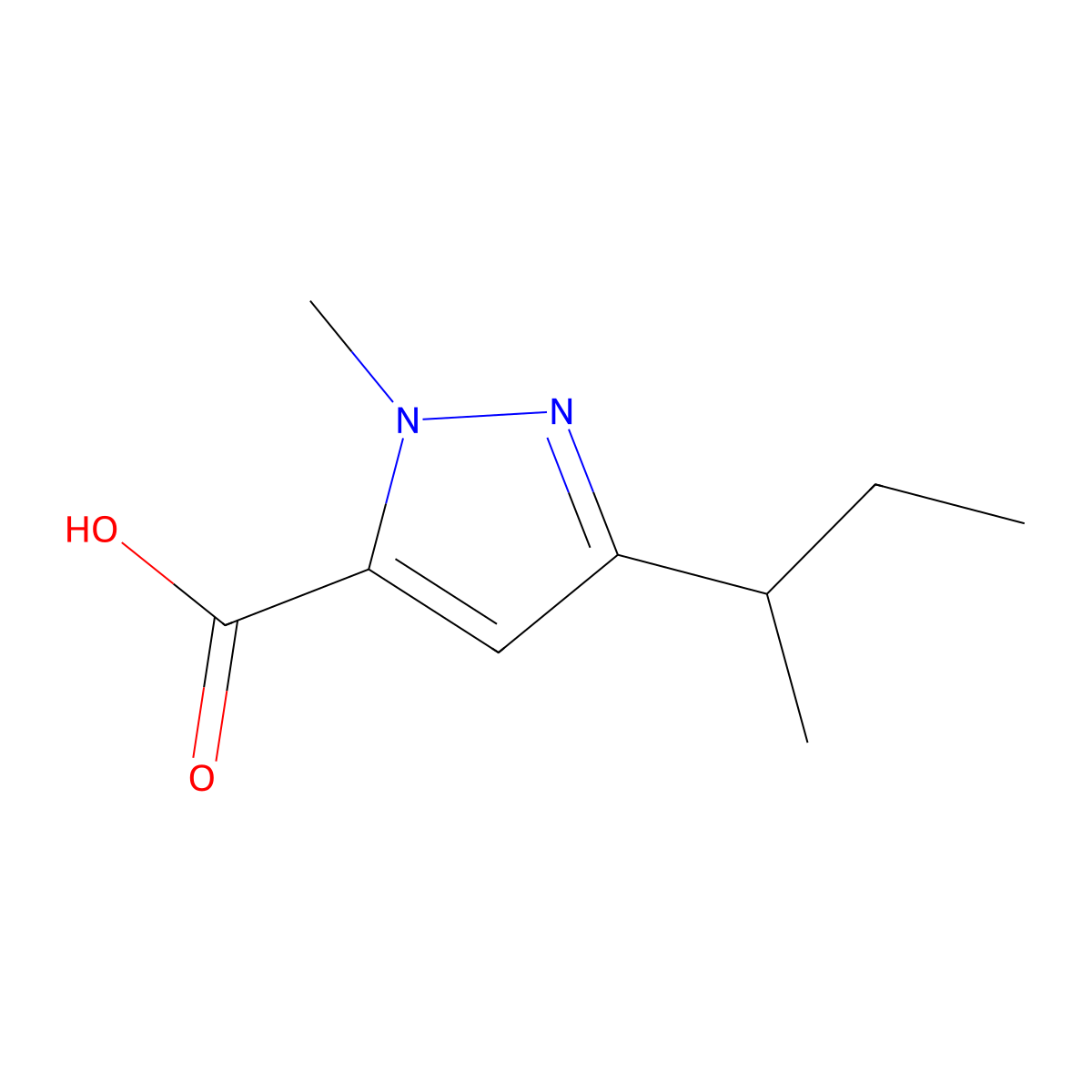 3-(Butan-2-yl)-1-methyl-1H-pyrazole-5-carboxylic acid molecular structure, CAS 1245230-05-0