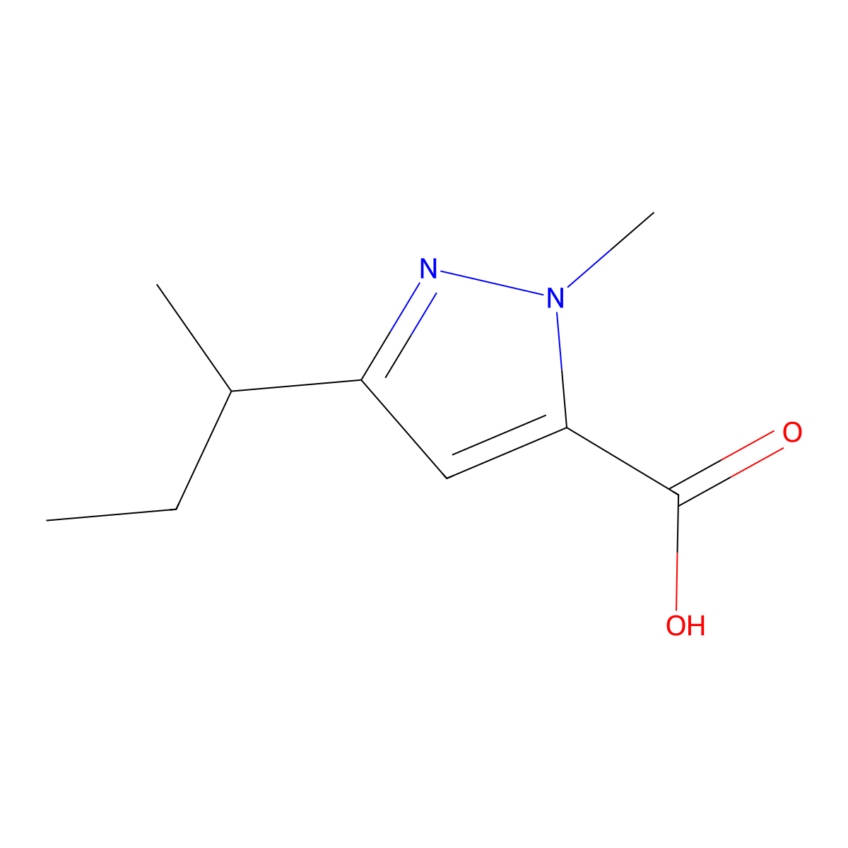 3-(Butan-2-yl)-1-methyl-1H-pyrazole-5-carboxylic acid molecular structure, CAS 1245230-05-0