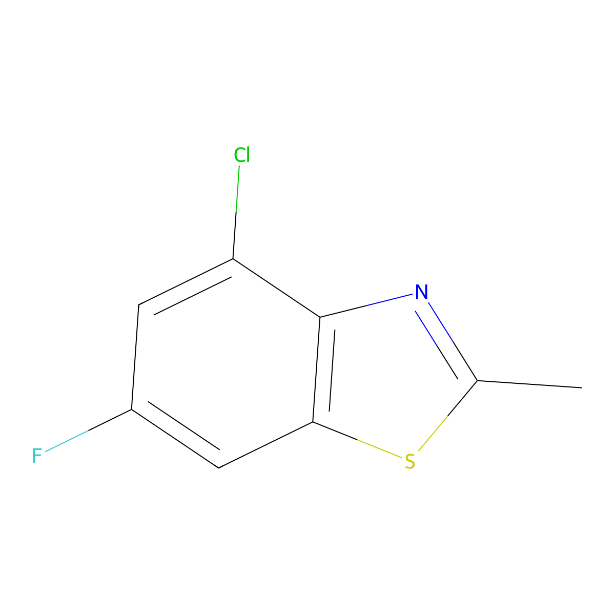 4-Chloro-6-fluoro-2-methyl-1,3-benzothiazole molecular structure, CAS 1245238-68-9