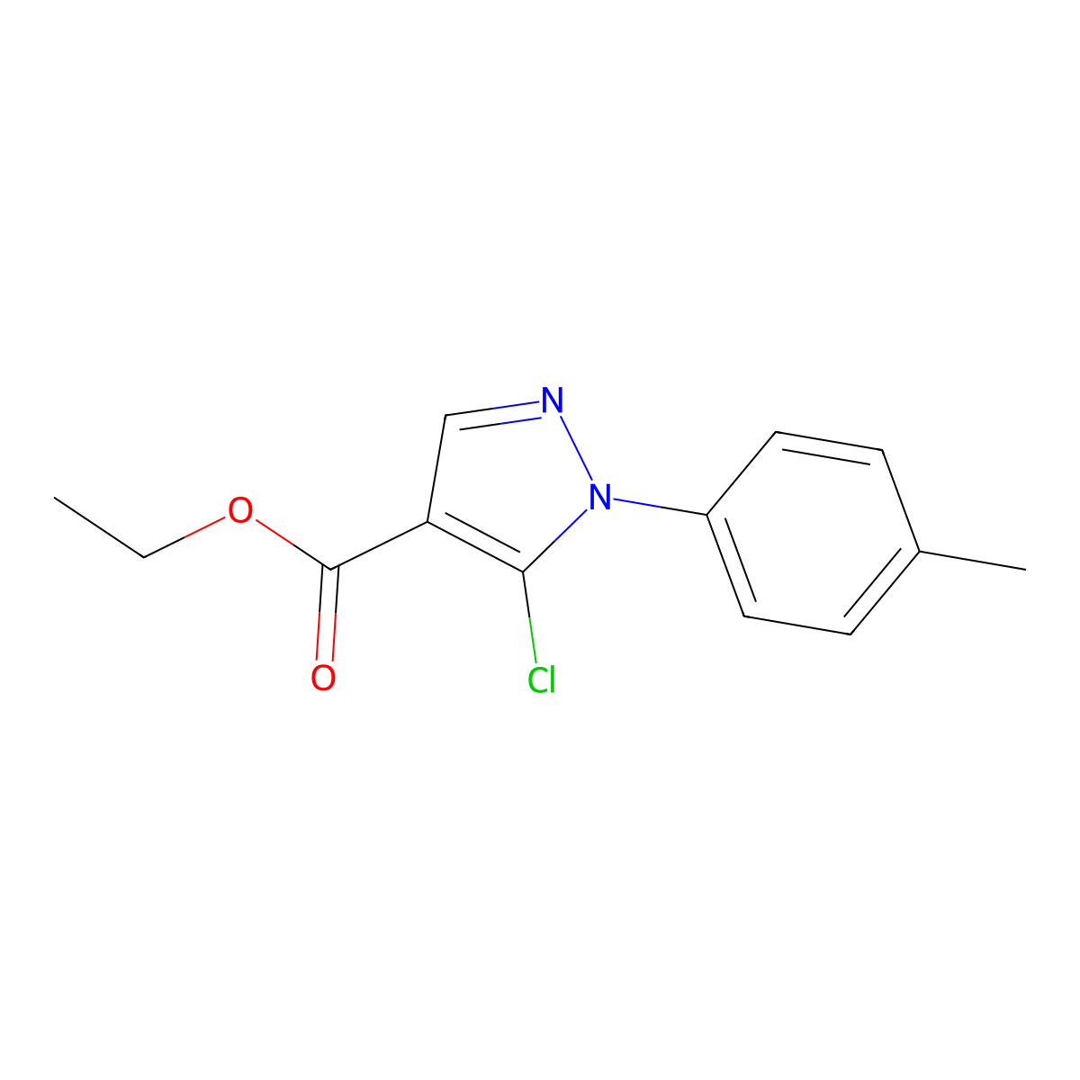 Ethyl 5-chloro-1-(p-tolyl)-1H-pyrazole-4-carboxylate molecular structure, CAS 1245258-69-8