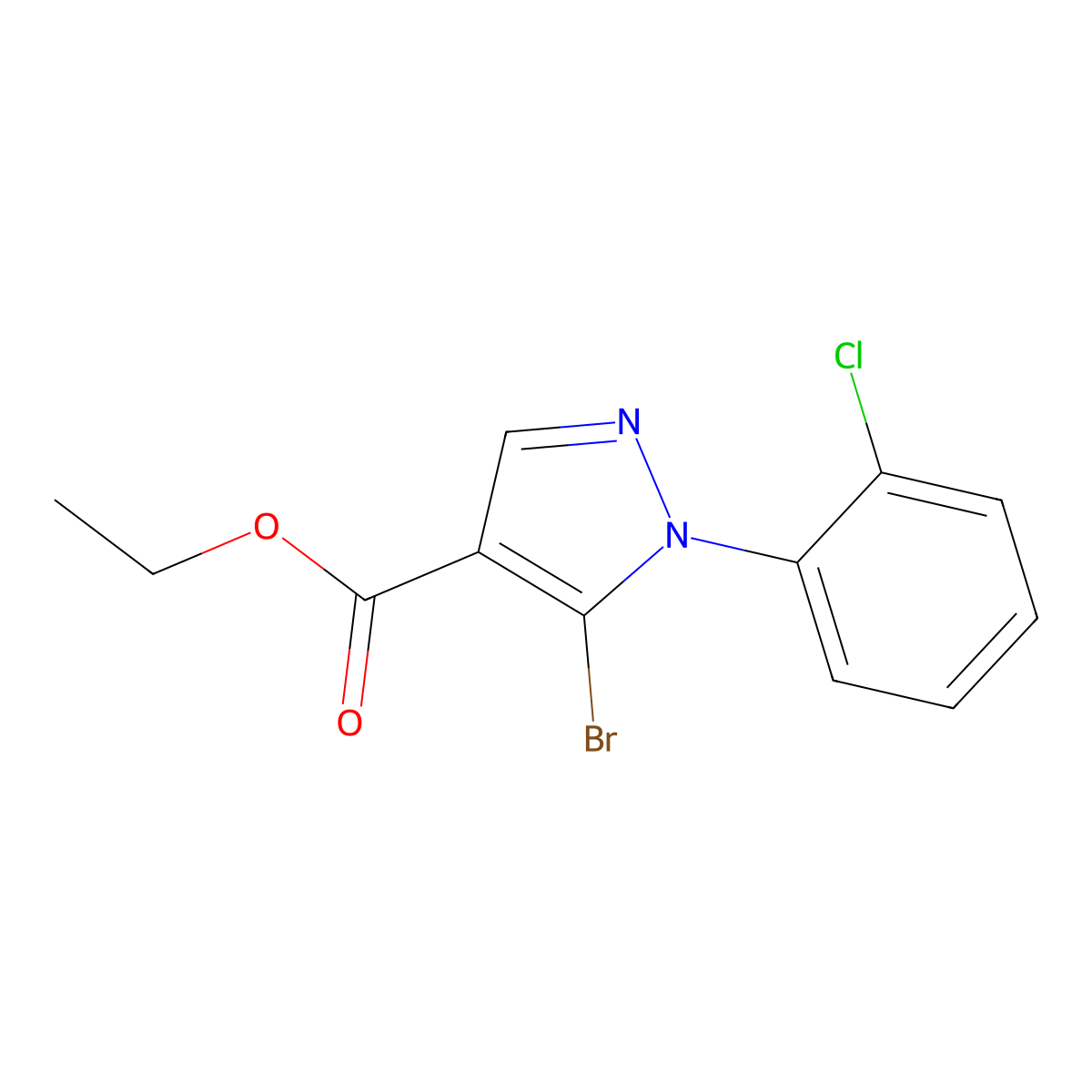 Ethyl 5-bromo-1-(2-chlorophenyl)-1H-pyrazole-4-carboxylate molecular structure, CAS 1245259-89-5