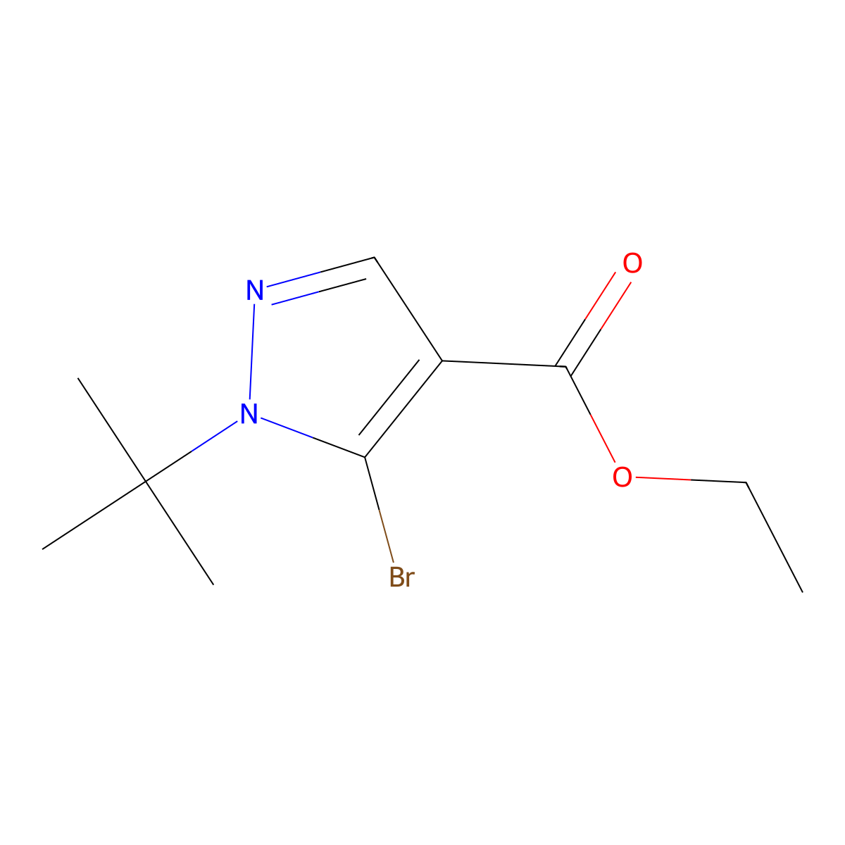 Ethyl 5-bromo-1-tert-butyl-1H-pyrazole-4-carboxylate molecular structure, CAS 1245272-40-5