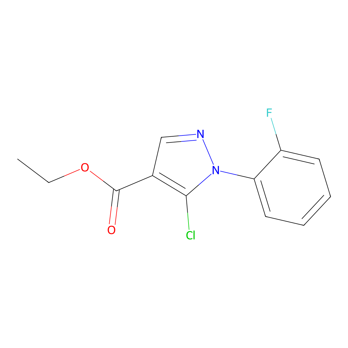Ethyl 5-chloro-1-(2-fluorophenyl)-1H-pyrazole-4-carboxylate molecular structure, CAS 1245279-25-7