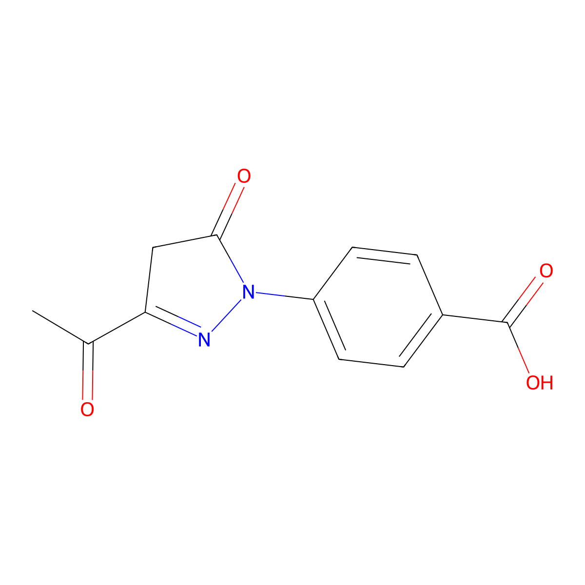 4-(3-Acetyl-5-oxo-4,5-dihydro-1h-pyrazol-1-yl)benzoic acid molecular structure, CAS 124529-09-5