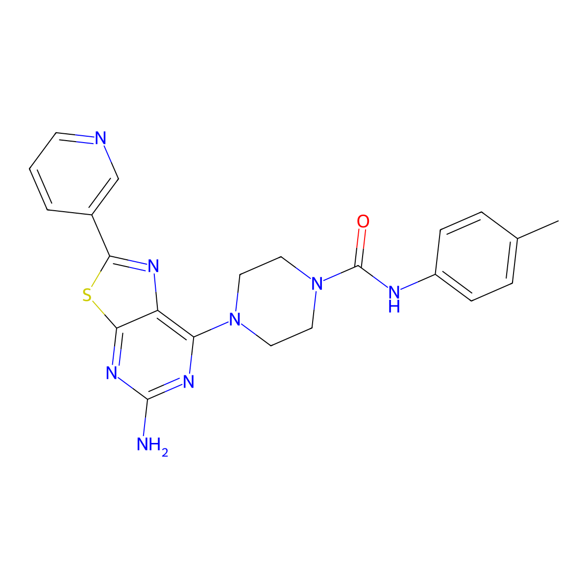 4-(5-Amino-2-(pyridin-3-yl)thiazolo[5,4-d]pyrimidin-7-yl)-N-(p-tolyl)piperazine-1-carboxamide molecular structure, CAS 1245319-54-3