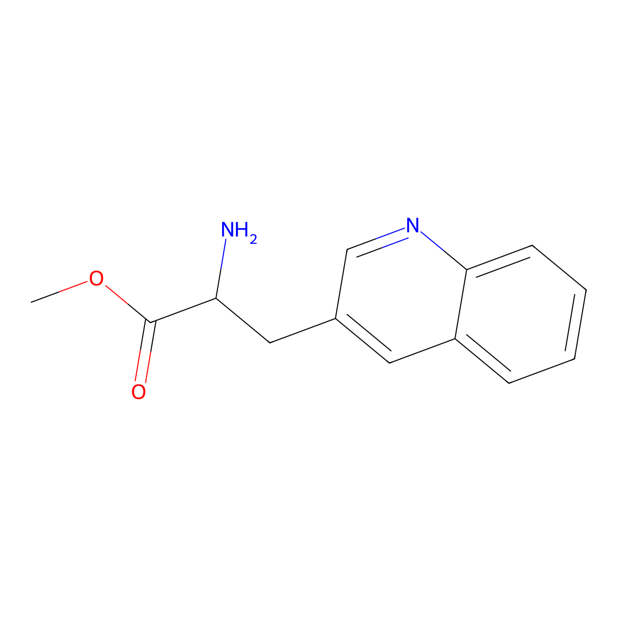 Methyl 2-amino-3-(quinolin-3-yl)propanoate molecular structure, CAS 1245381-72-9