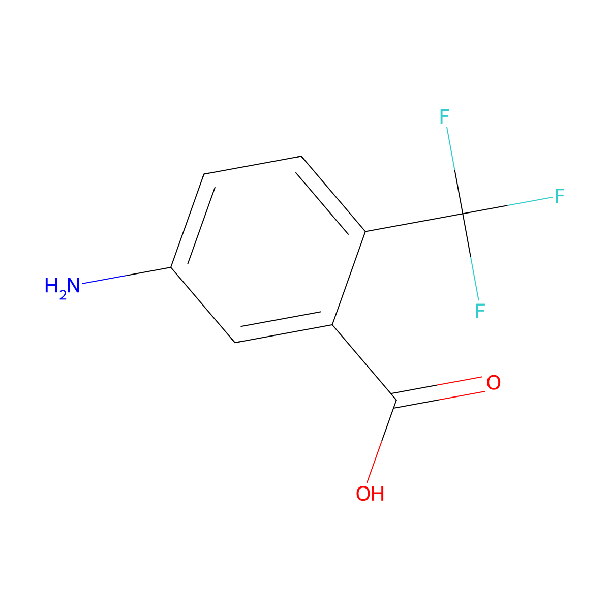 5-Amino-2-(trifluoromethyl)benzoic acid molecular structure, CAS 1245457-01-5