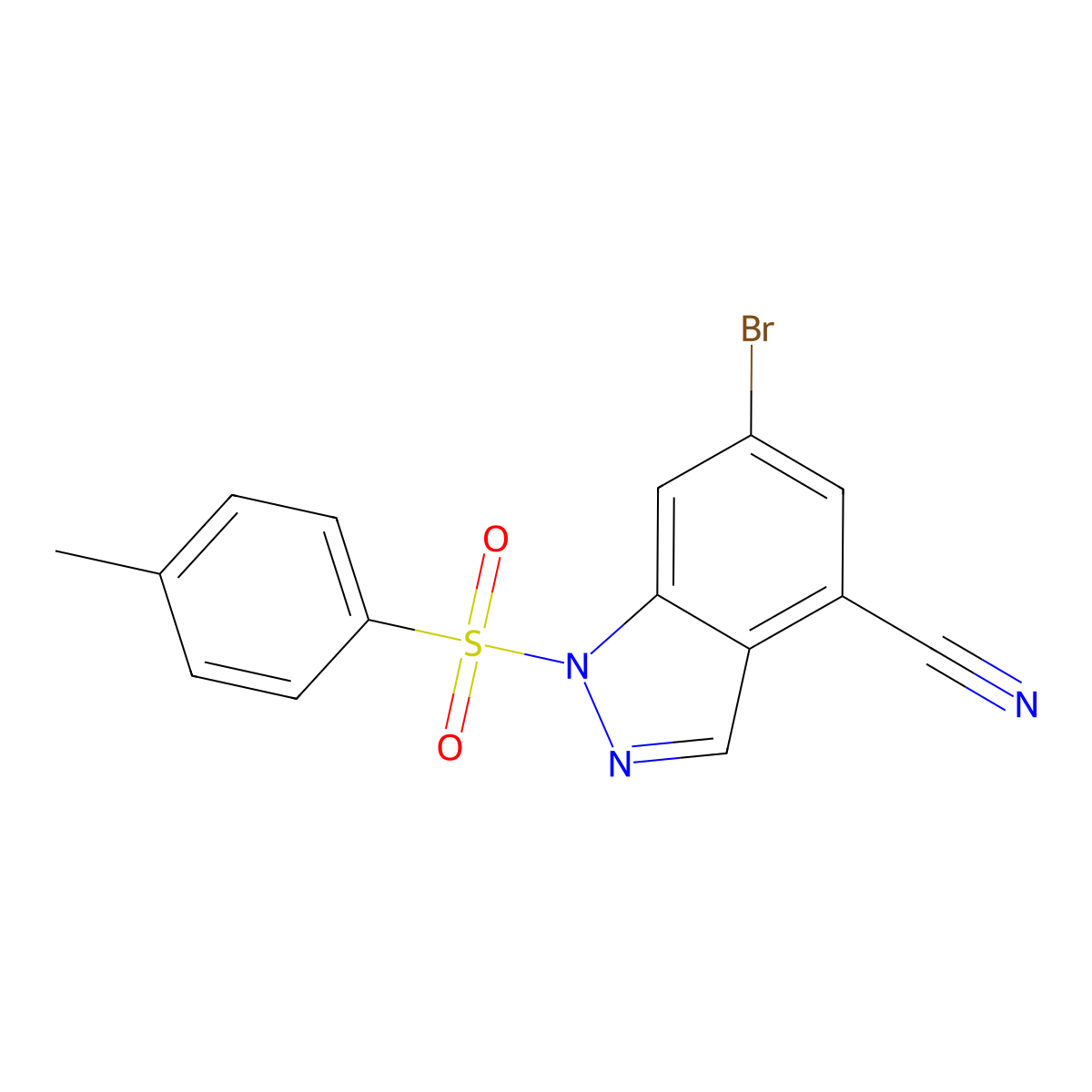 6-bromo-1-tosyl-1H-indazole-4-carbonitrile molecular structure, CAS 1245464-56-5