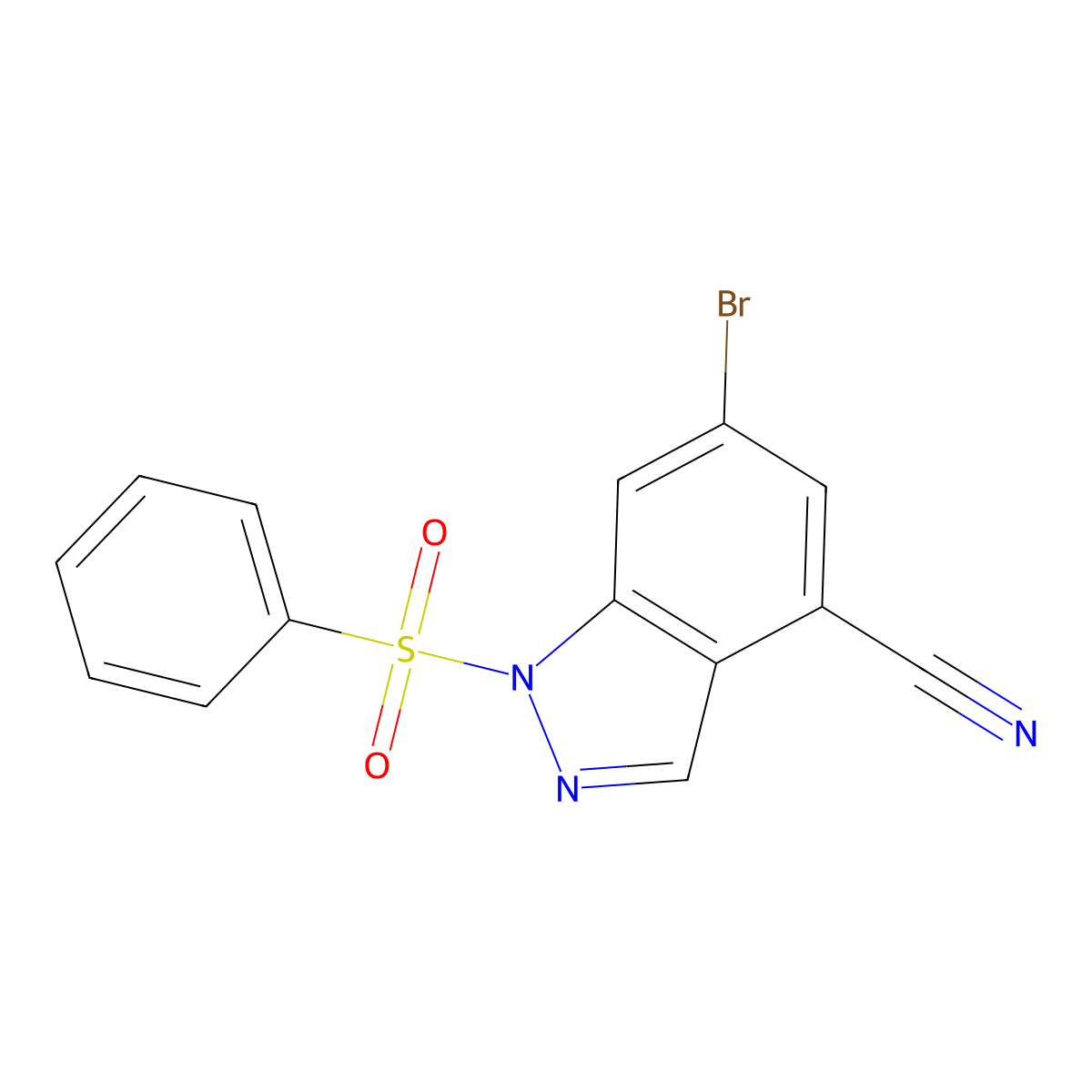 6-Bromo-1-(phenylsulfonyl)-1H-indazole-4-carbonitrile molecular structure, CAS 1245464-68-9