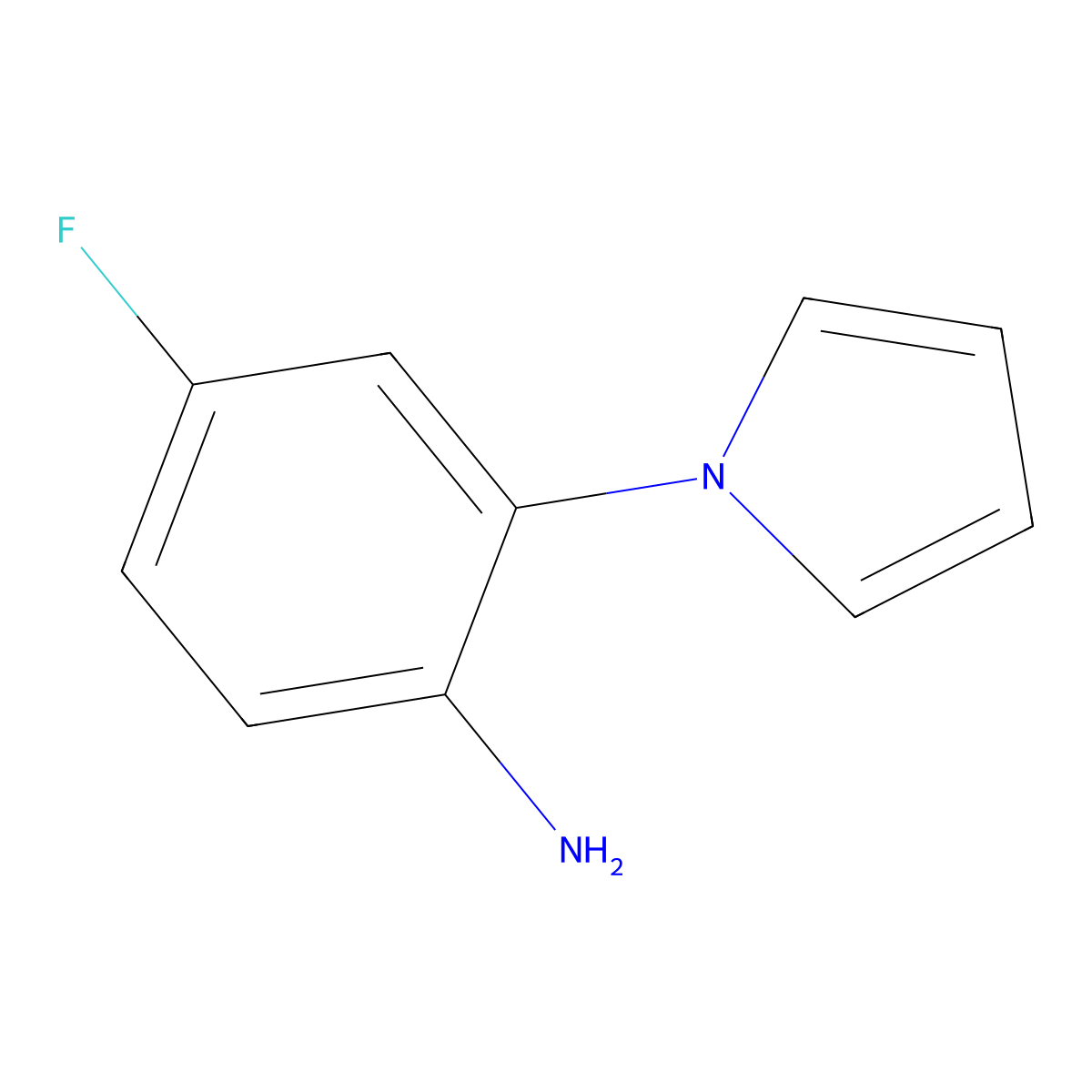 4-fluoro-2-(1H-pyrrol-1-yl)aniline molecular structure, CAS 1245500-21-3