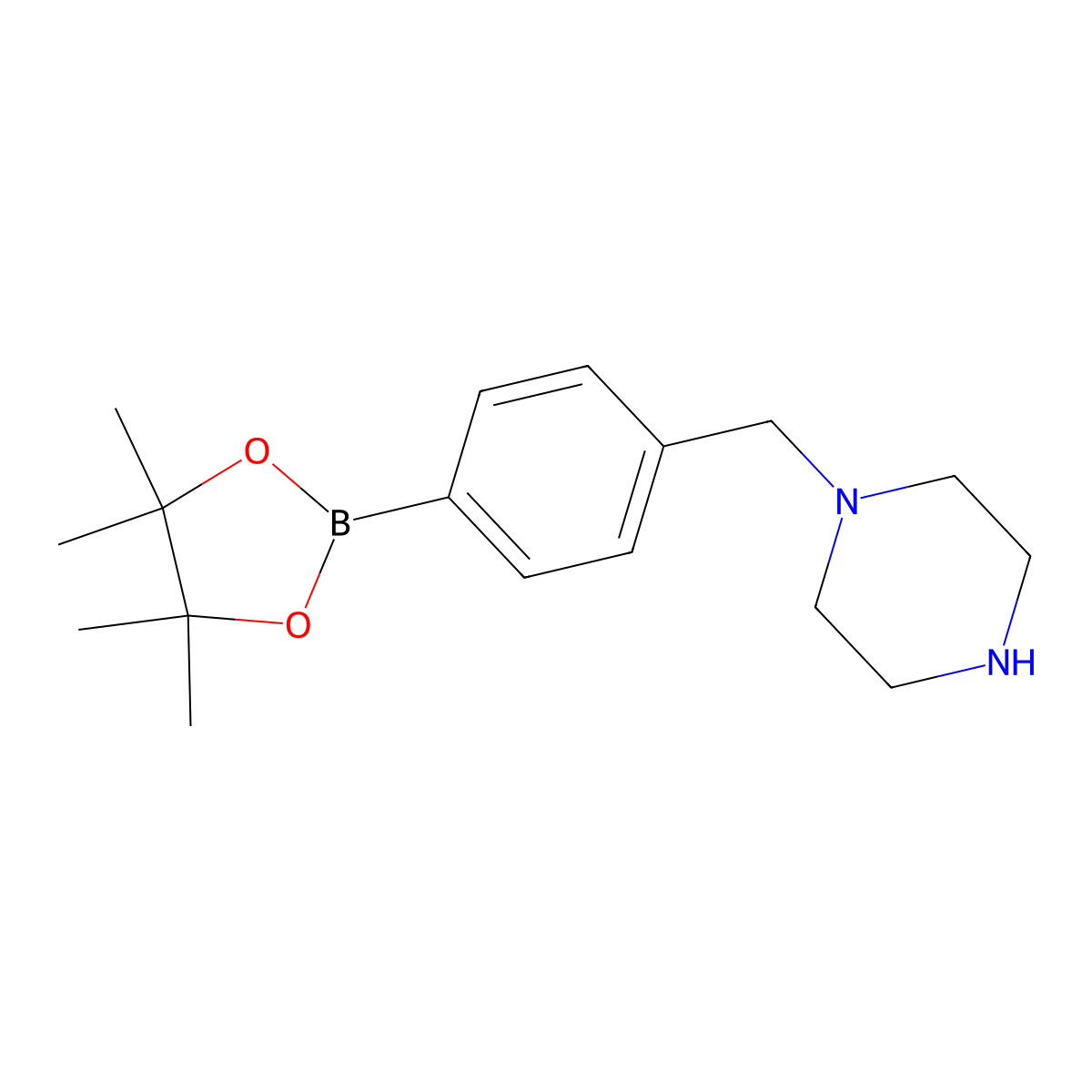 1-(4-(4,4,5,5-Tetramethyl-1,3,2-dioxaborolan-2-yl)benzyl)piperazine molecular structure, CAS 1245505-23-0